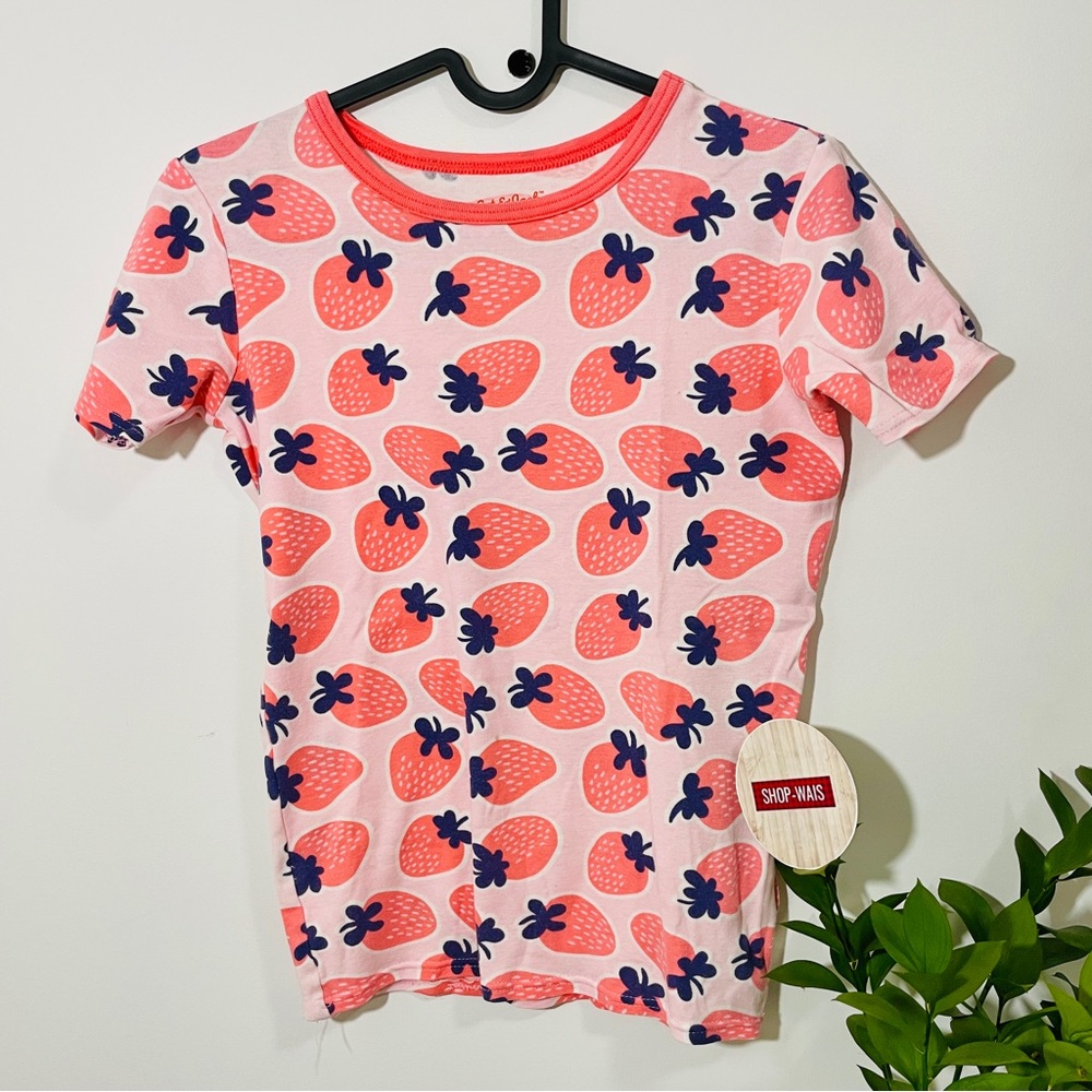 Cat and Jack Strawberry T Shirt Strawberry Delight Kids Tee - Pink and Navy